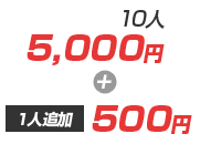 5,000円/10人　500円/1人追加